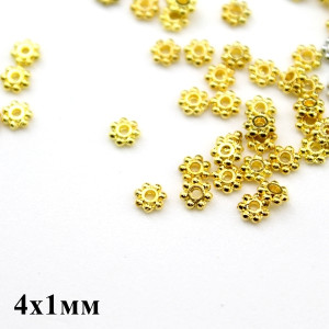 Бусины- разделители  4х1мм, 500шт Серебро #1455