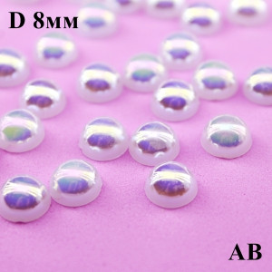 Полубусины АВ D=8, 1гр (7 шт) Белые #4259
