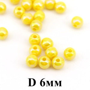 Бусины D=6, 1 гр (9шт) Желтые #4115