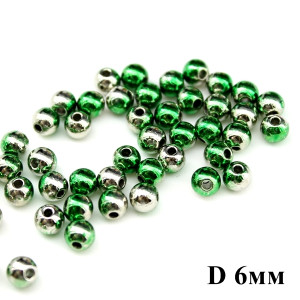 Бусины D=6, 1гр (9шт) Зелено-серебряные #5921