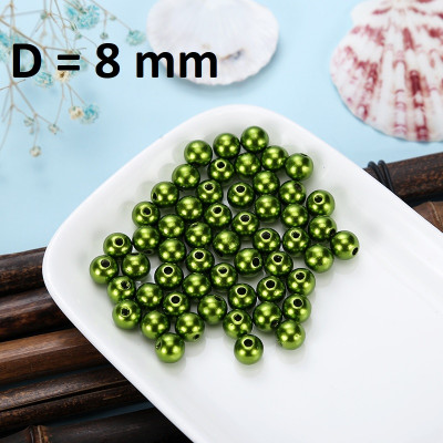 Бусины Круглые D=8мм Зелёные 1гр (4шт)