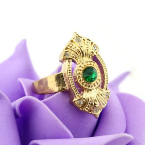 Кольцо с Зеленым Кристаллом Размер 21 #4674