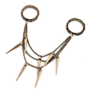 Кольцо с цепочками и шипами #2476